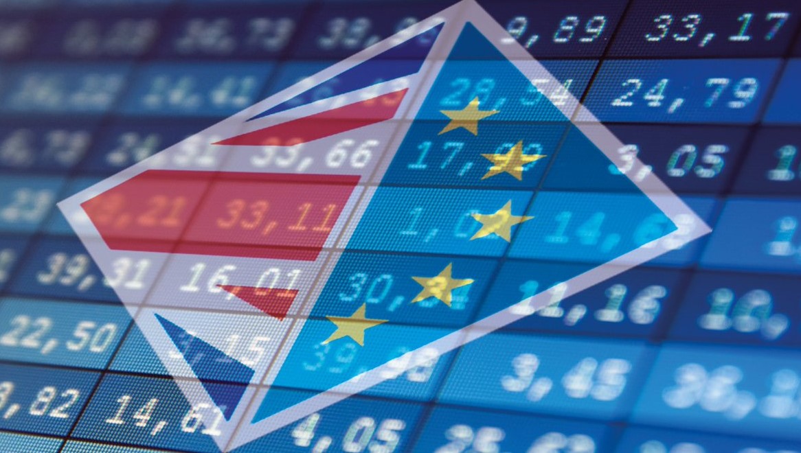 UK-EU flags Bussiness numbers