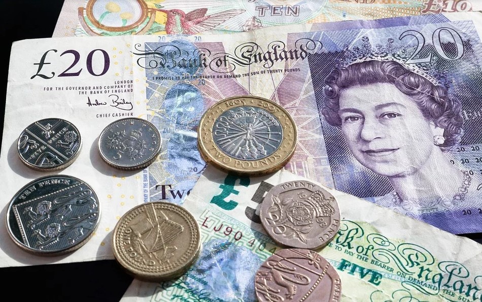 British pounds banknotes and coins